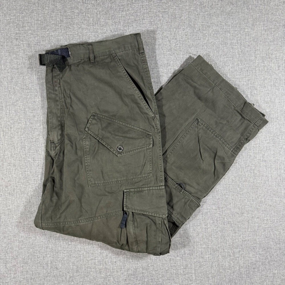 VTG Y2K WearFirst Cargo Pants Men 36x30 Green Gorpcore Tactical Baggy Utility